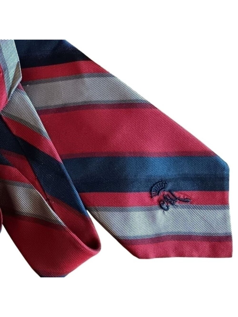 Striped Red Navy Grey True Vintage Necktie Magee 1866 Mens 1970's actate 56" 3"